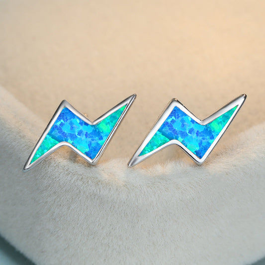 Blue Opal Lightning Earrings