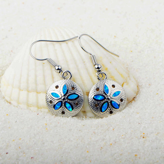 Blue Opal Sand Dollar Earrings
