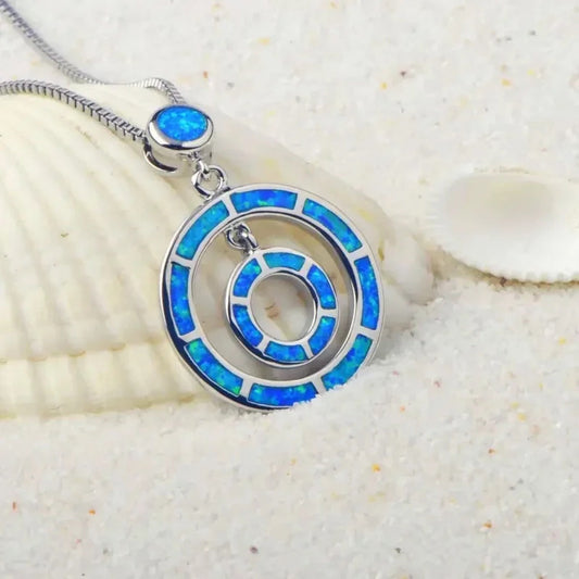 Blue Opal Spiral Necklace