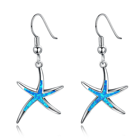 Blue Opal Starfish Earrings