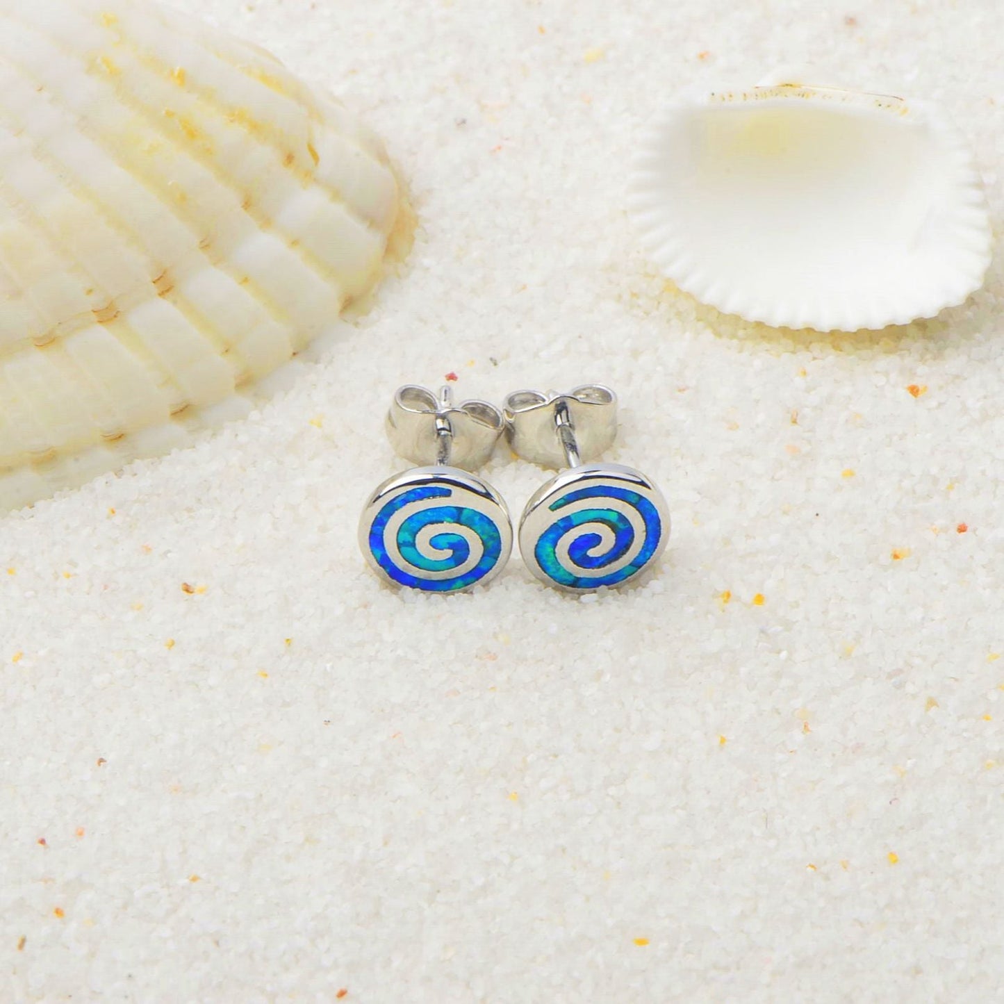 Blue Spiral Earrings