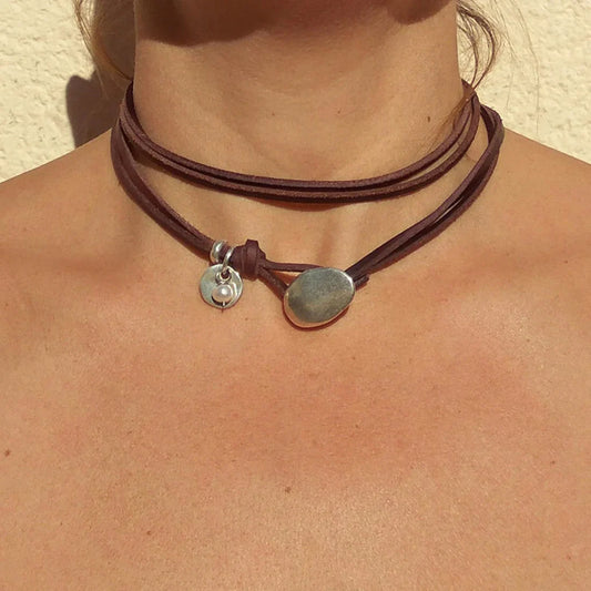 Bohemian Leather Stone Necklace