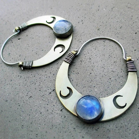 Bohemian Moon Stone Earrings
