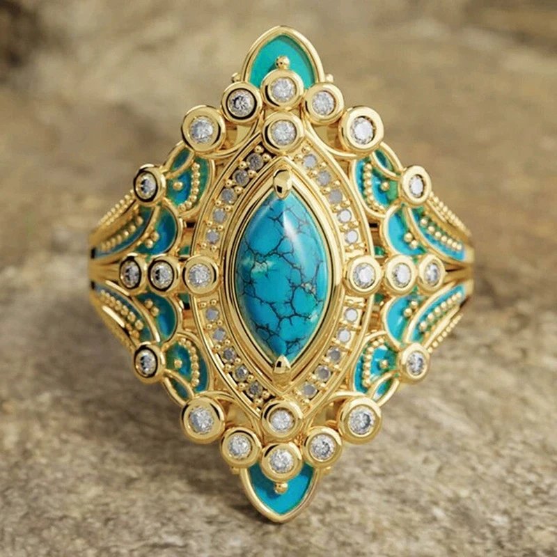 Bohemian Turquoise Statement Ring