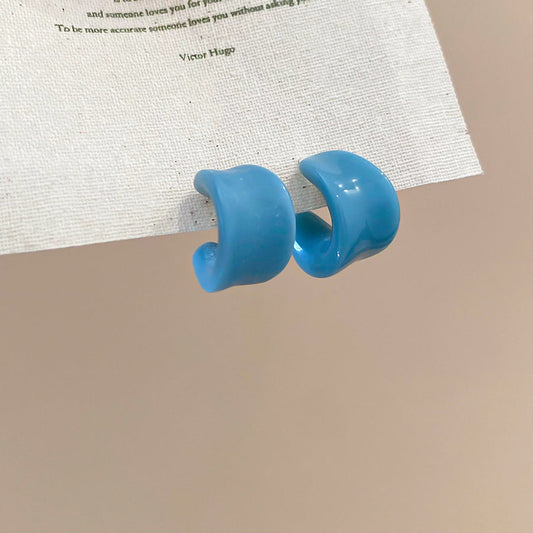 Bold Blue Hoop Earrings