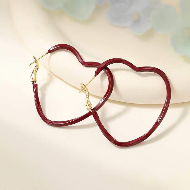 Burgundy Heart Earrings