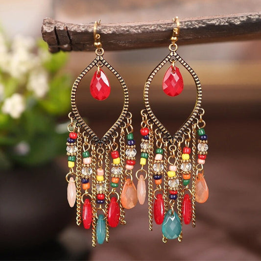 Red Zirconia Mandala Dangling Earrings