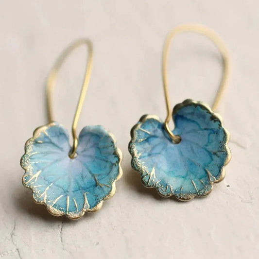 Blue Leaf Earrings