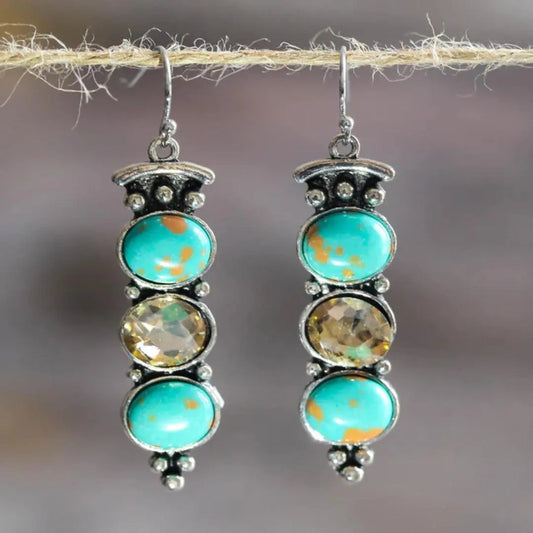 Natural Turquoise Dropped Earrings
