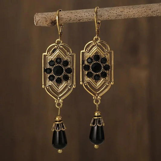 Black Gold-plated Dangle Earrings