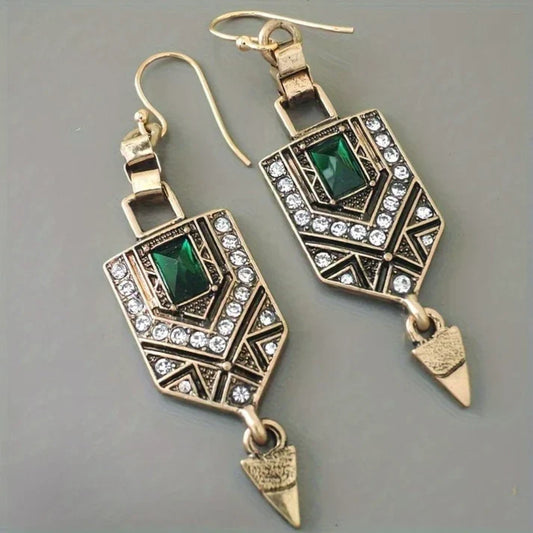 Gold Green Zirconia Earrings