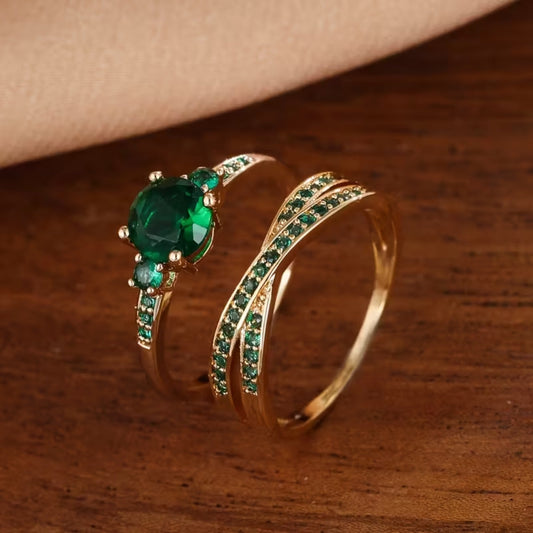 Green Zirconia Ring Set