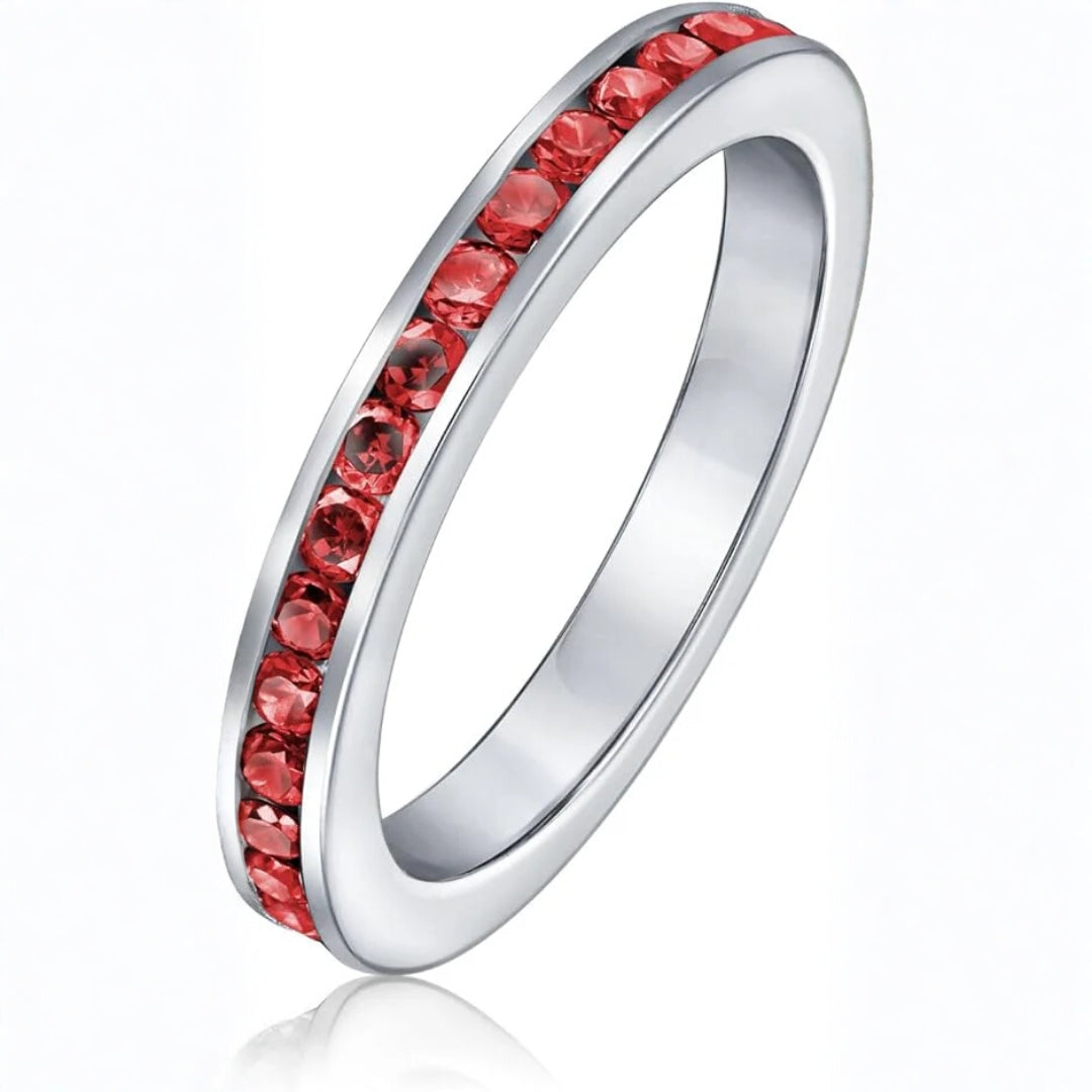 White Gold Ruby Eternity Band Ring
