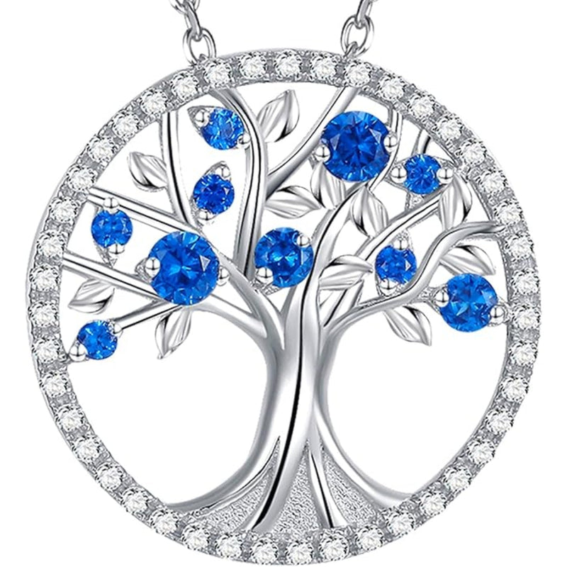Tree Of Life Sapphire Necklace | White Gold