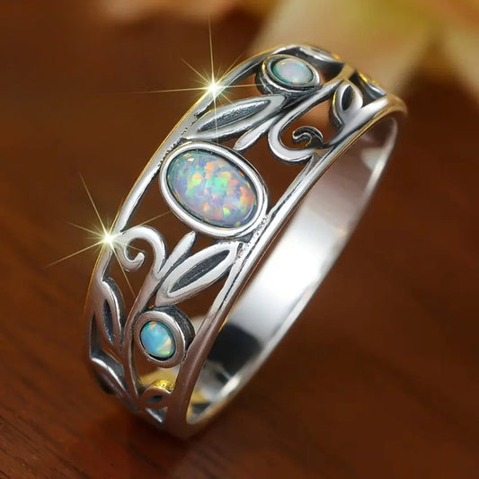 Opal Ivy Hollow Ring