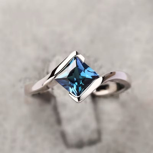 Orbit Cubic Blue Crystal Ring