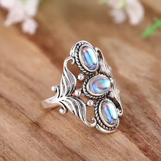Silver Crystal Opal Ring