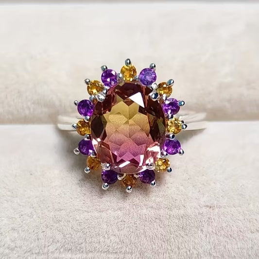 Colorful Crystal Rounded Ring