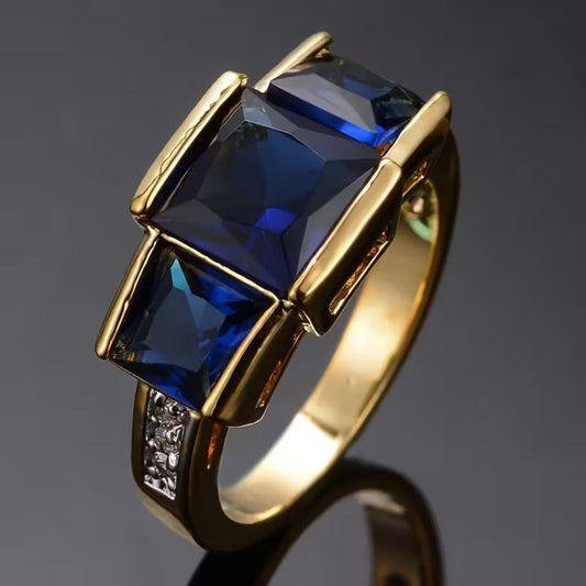 Blue Crystalline Gold Ring