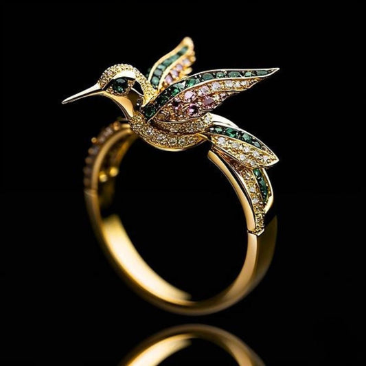 Bright Hummingbird Gold Ring