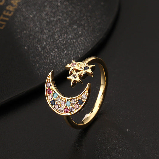 Celestial Moon Star Ring