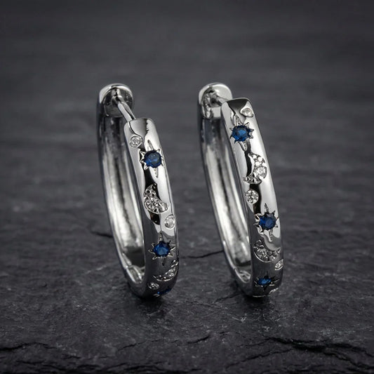 Celestial Sapphire Hoop Earrings