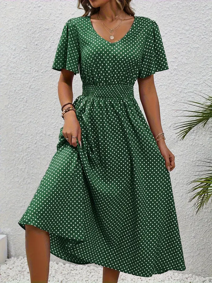 LD | Bedrukte casual jurk met korte mouwen