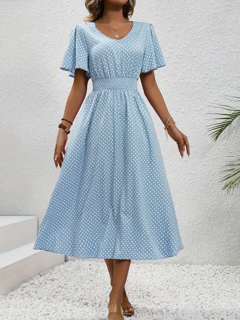 LD | Bedrukte casual jurk met korte mouwen