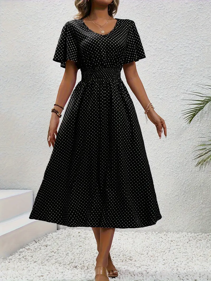 LD | Bedrukte casual jurk met korte mouwen