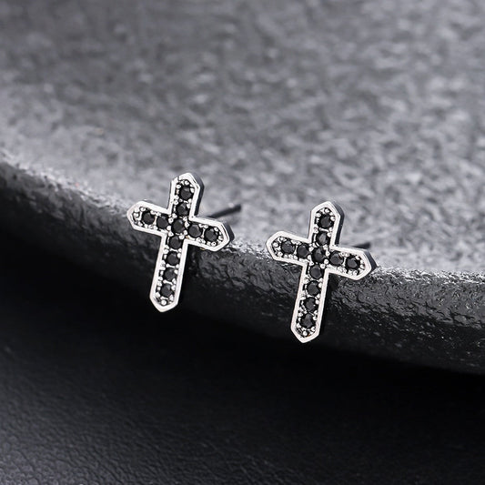 Classic Black Cross Earrings