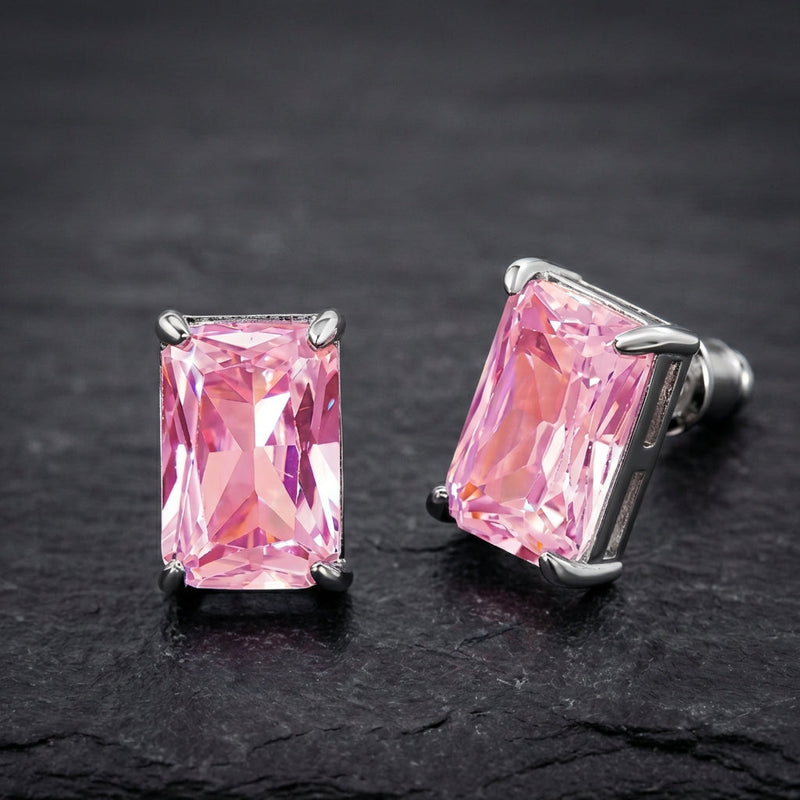 Classic Pink Crystal Stud Earrings