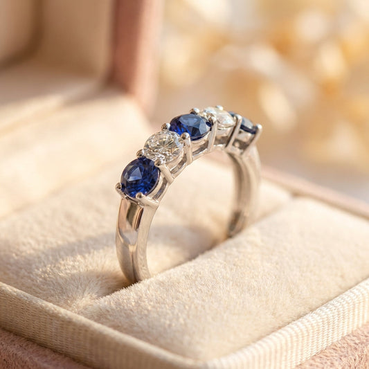 Classic White And Blue Zirconia Silver Ring