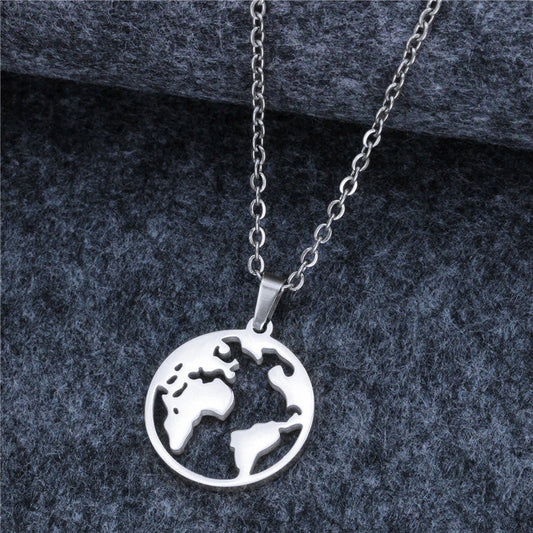 Classic World Map Necklace