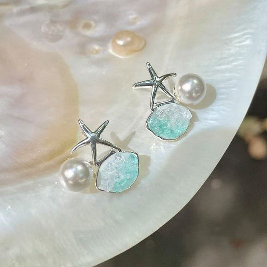 Coastal Starfish Pearl Earrings