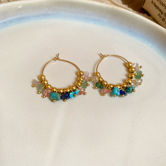 Colorful Beaded Hoop Earrings