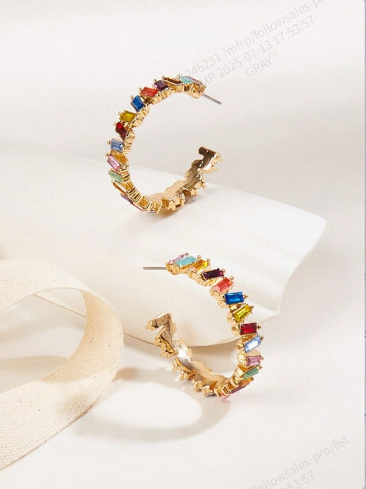 Colorful Crystal Hoop Earrings