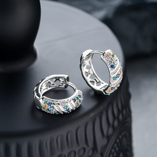 Colorful Crystal Huggie Earrings