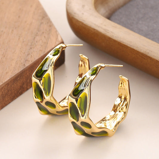 Colorful Enamel Hoop Earrings