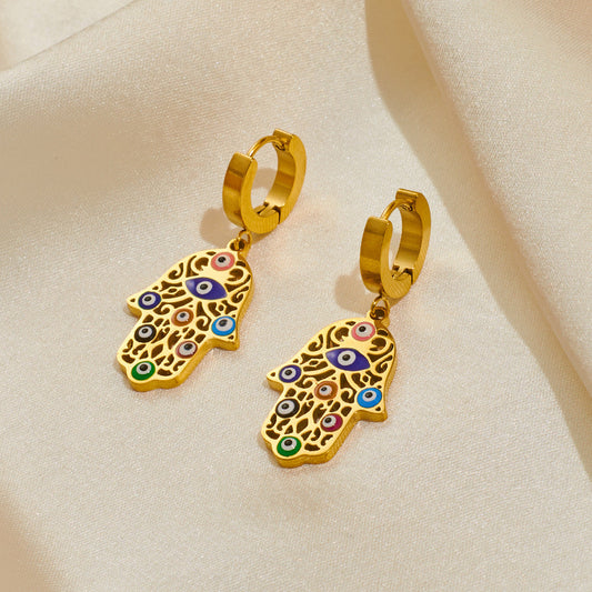 Colorful Hamsa Earrings