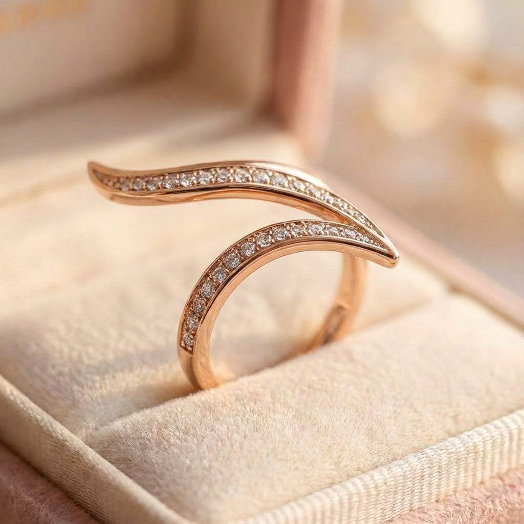 Curve Zircon Rose Gold Ring