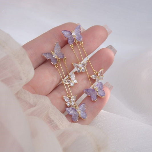 Delicate Amethyst Butterfly Earrings