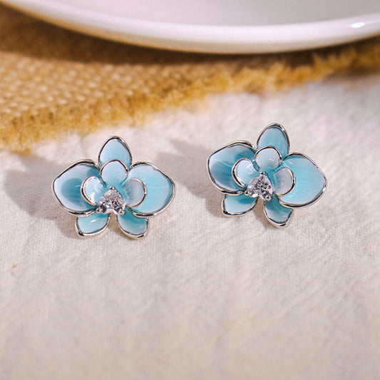 Delicate Blue Flower Earrings