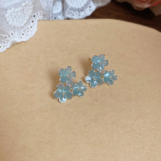 Delicate Blue Flower Earrings
