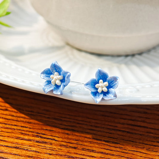 Delicate Blue Flower Earrings