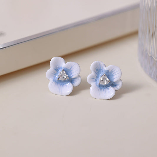 Delicate Blue Flower Earrings