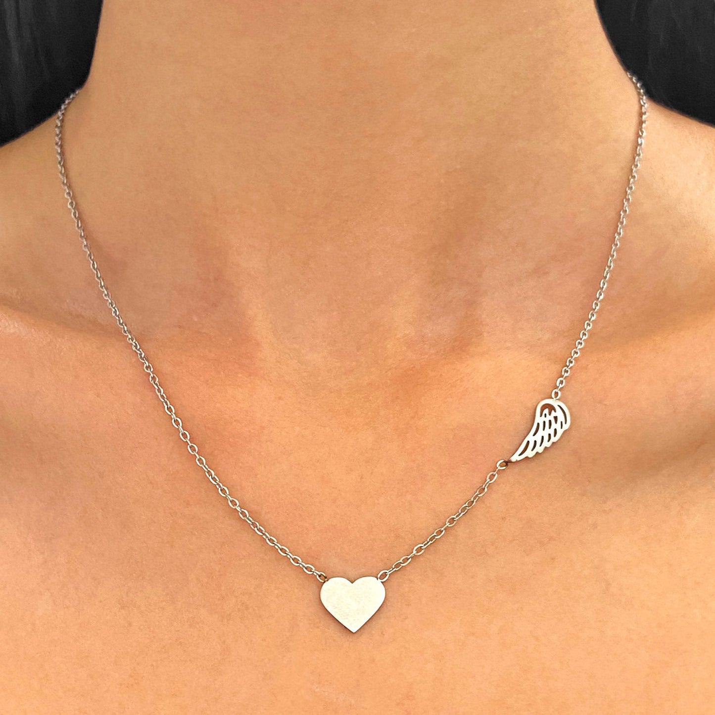 Delicate Heart Wing Necklace