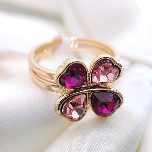 Elegant Amethyst Clover Ring
