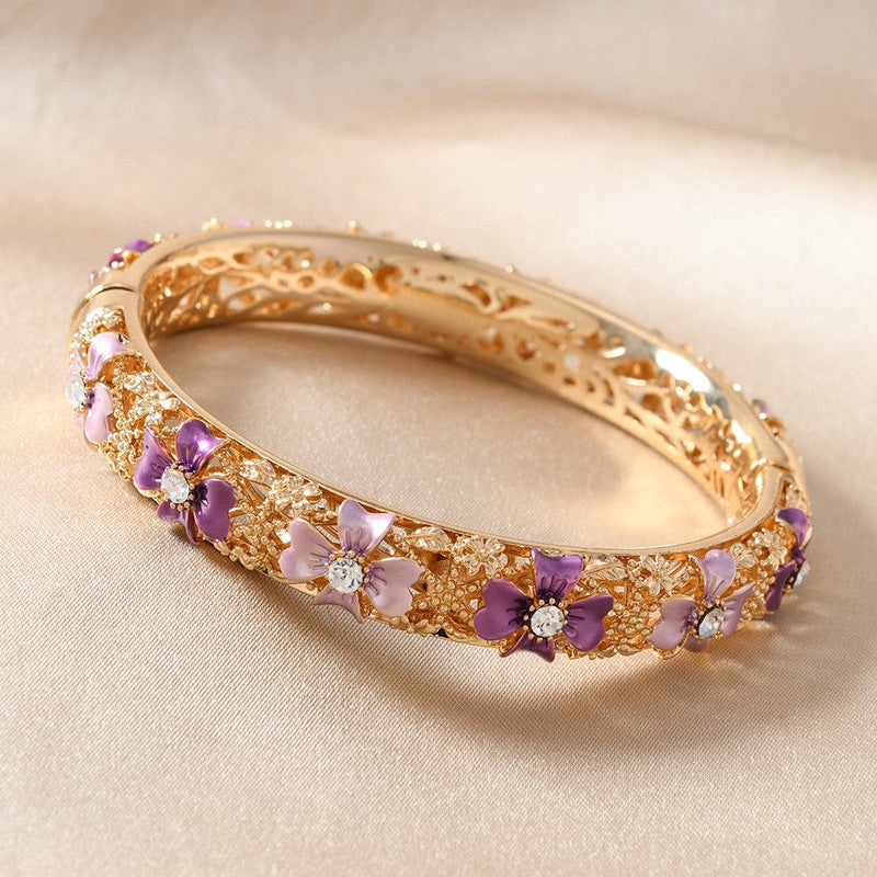 Elegant Amethyst Flower Bracelet