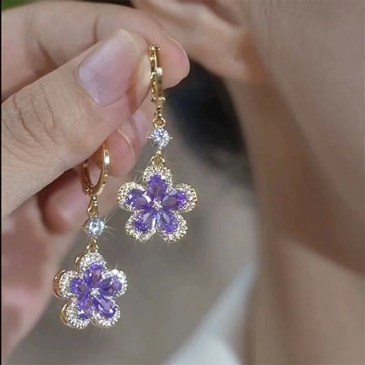 Elegant Amethyst Flower Earrings