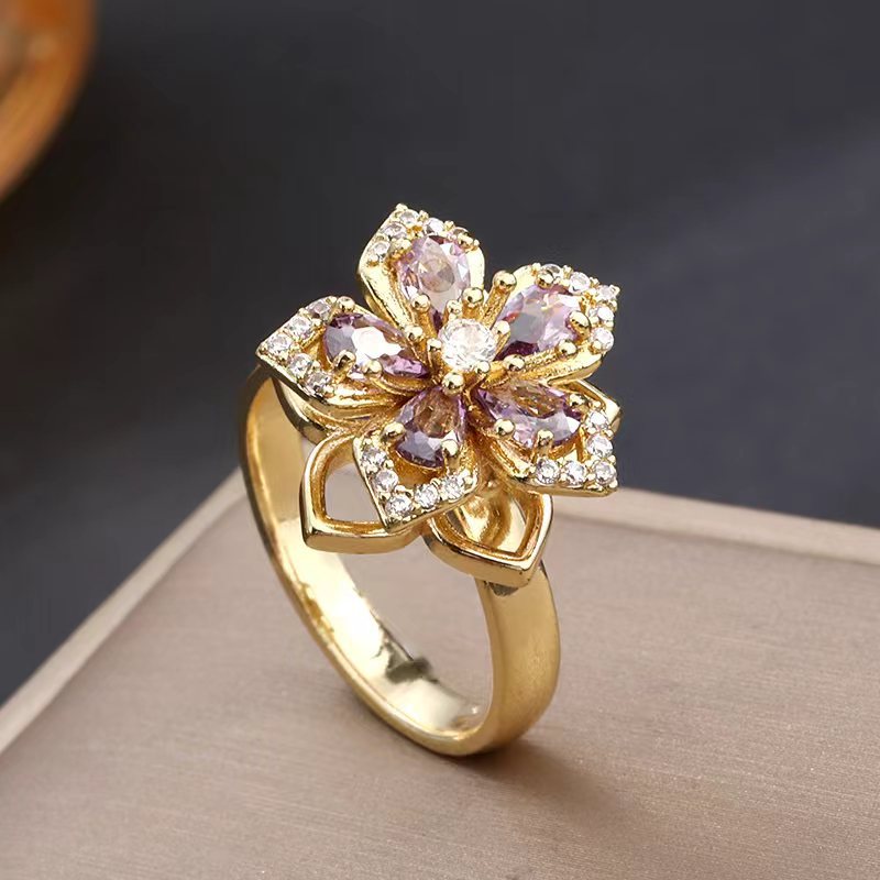 Elegant Amethyst Flower Ring
